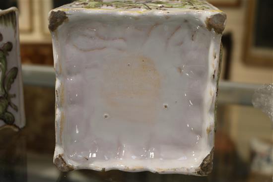 A pair of French faience bough pots and covers, 19th century, height 5in.